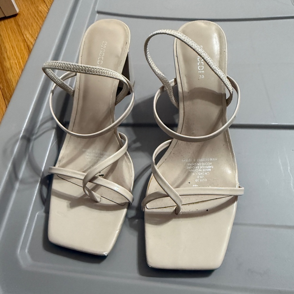 Divided Cream Strappy Heels